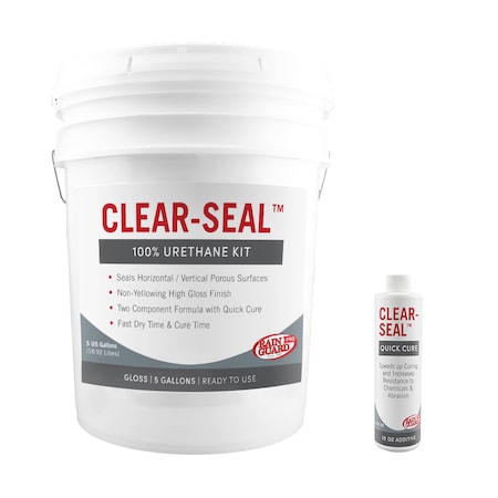 Rainguard Brands 5 Gal. Kit Clear Seal 100% Urethane + Quick Cure, High Gloss, Clear CU-0313